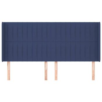 Kopfteil mit Ohren Blau 203x16x118/128 cm Stoff