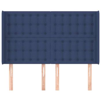 Kopfteil mit Ohren Blau 147x16x118/128 cm Stoff