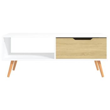 Couchtisch Weiß und Sonoma-Eiche 100x49,5x43 cm Holzwerkstoff