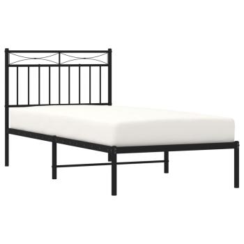 Bettgestell mit Kopfteil Metall Schwarz 90x190 cm