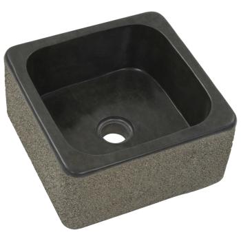Waschbecken 30x30x15 cm Flussstein Schwarz