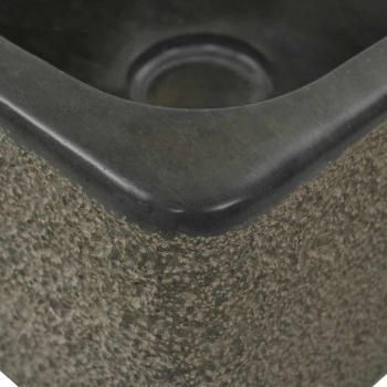 Waschbecken 30x30x15 cm Flussstein Schwarz