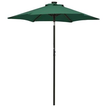 ARDEBO.de - Sonnenschirm mit LED-Beleuchtung Grün 200x211 cm Alu