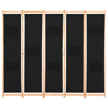 5-teiliger Raumteiler Schwarz 200 x 170 x 4 cm Stoff