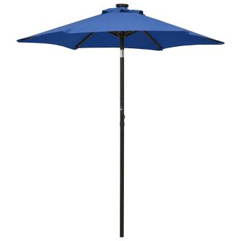 ARDEBO.de - Sonnenschirm mit LED-Beleuchtung Azurblau 200x211 cm Alu