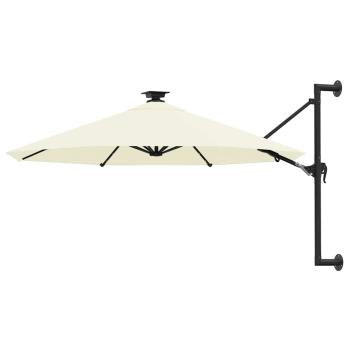 ARDEBO.de - Sonnenschirm zur Wandmontage mit LEDs 300 cm Sandweiß