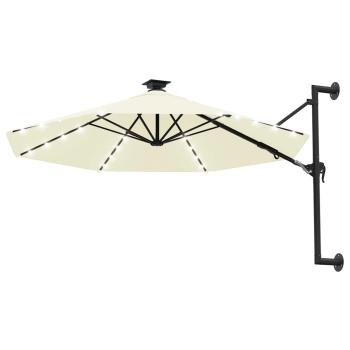 Sonnenschirm zur Wandmontage mit LEDs 300 cm Sandweiß