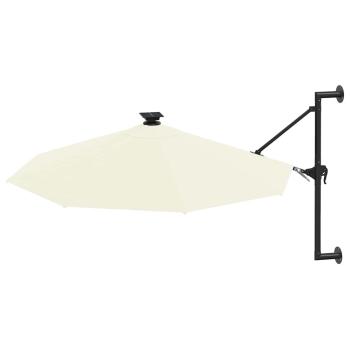 Sonnenschirm zur Wandmontage mit LEDs 300 cm Sandweiß