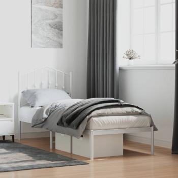 ARDEBO.de - Metallbett ohne Matratze mit Kopfteil Weiß 75x190 cm