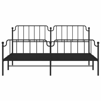 Bettgestell mit Kopf- und Fußteil Metall Schwarz 193x203 cm