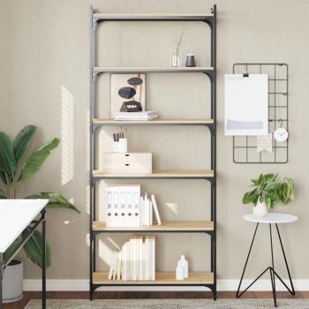 ARDEBO.de - Bücherregal 6 Böden Sonoma-Eiche 80x30x188 cm Holzwerkstoff
