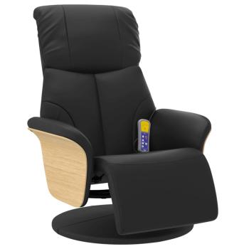 Massagesessel mit Fußteil Schwarz Kunstleder