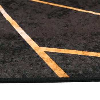 Teppich Waschbar Schwarz und Golden 160x230 cm Rutschfest
