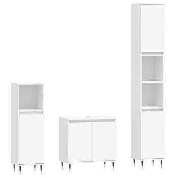 3-tlg. Badmöbel-Set Weiß Holzwerkstoff
