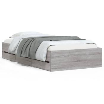 Bettgestell mit Schubladen Grau Sonoma 90x190 cm Holzwerkstoff