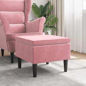 ARDEBO.de - Hocker mit Holzbeinen Rosa Samt