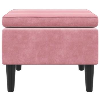 Hocker mit Holzbeinen Rosa Samt