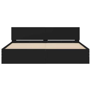 Bettgestell mit Kopfteil Schwarz 200x200 cm
