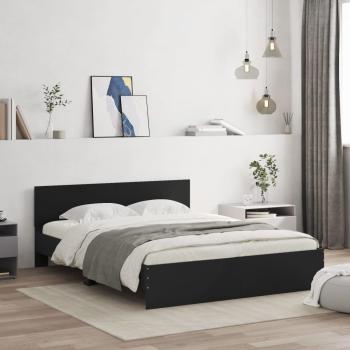 ARDEBO.de - Bettgestell mit Kopfteil Schwarz 150x200 cm