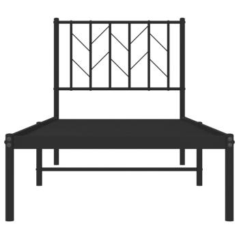 Bettgestell mit Kopfteil Metall Schwarz 75x190 cm