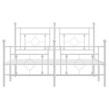 Bettgestell mit Kopf- und Fußteil Metall Weiß 140x190 cm