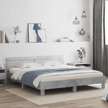 ARDEBO.de - Bettgestell mit Kopfteil Betongrau 180x200 cm Holzwerkstoff
