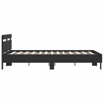 Bettgestell mit Kopfteil Schwarz 140x200 cm Holzwerkstoff