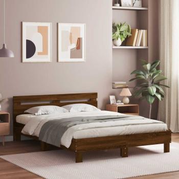 ARDEBO.de - Bettgestell mit Kopfteil Braun Eichen-Optik 140x190 cm