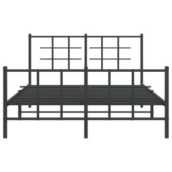 Bettgestell mit Kopf- und Fußteil Metall Schwarz 140x190 cm
