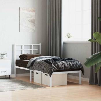 ARDEBO.de - Bettgestell mit Kopfteil Metall Weiß 80x200 cm