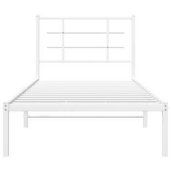 Bettgestell mit Kopfteil Metall Weiß 90x200 cm
