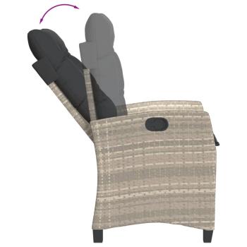 7-tlg. Garten-Essgruppe mit Kissen Hellgrau Poly Rattan
