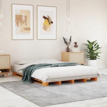 ARDEBO.de - Palettenbett Wachsbraun 140x200 cm Massivholz Kiefer
