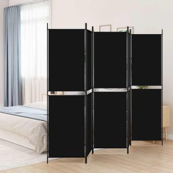 ARDEBO.de - 5-tlg. Paravent Schwarz 250x200 cm Stoff