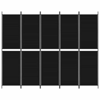 5-tlg. Paravent Schwarz 250x200 cm Stoff