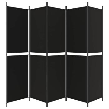 5-tlg. Paravent Schwarz 250x200 cm Stoff