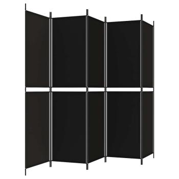 5-tlg. Paravent Schwarz 250x200 cm Stoff