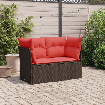 ARDEBO.de - Garten-Sofa mit Kissen Braun 124 x 62 x 69 cm Poly Rattan