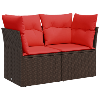 Garten-Sofa mit Kissen Braun 124 x 62 x 69 cm Poly Rattan