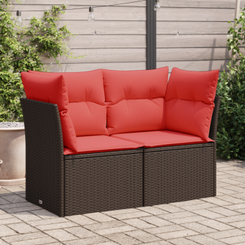 Garten-Sofa mit Kissen Braun 124 x 62 x 69 cm Poly Rattan