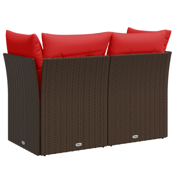 Garten-Sofa mit Kissen Braun 124 x 62 x 69 cm Poly Rattan