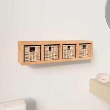 ARDEBO.de - Wandregal mit Körben 62x18x16 cm Massivholz Nussbaum