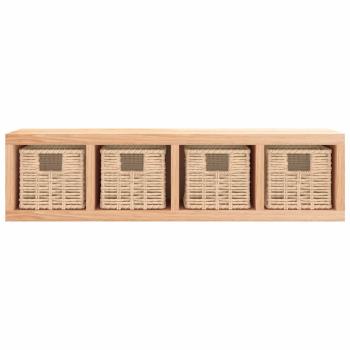 Wandregal mit Körben 62x18x16 cm Massivholz Nussbaum