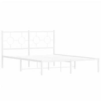 Bettgestell mit Kopfteil Metall Weiß 140x190 cm