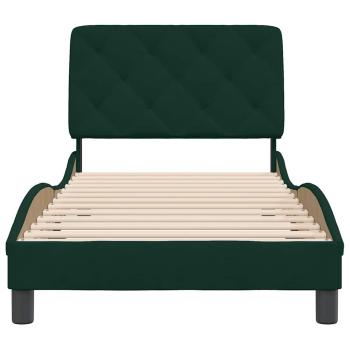 Bettgestell ohne Matratze Dunkelgrün 90x190 cm Samt