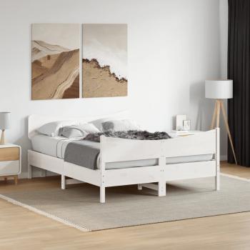 ARDEBO.de - Massivholzbett ohne Matratze Weiß 140x190 cm Kiefernholz