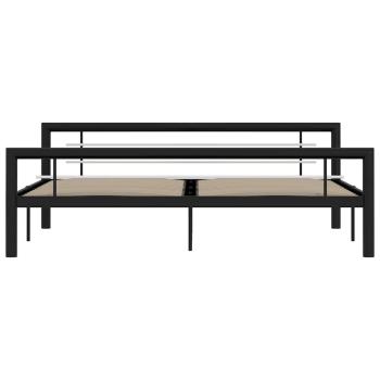 Bettgestell Schwarz und Weiß Metall 180×200 cm