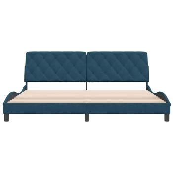 Bettgestell ohne Matratze Blau 200x200 cm Samt