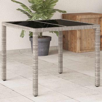 ARDEBO.de - Gartentisch mit Glasplatte Hellgrau 90x90x75 cm Poly Rattan
