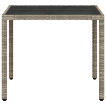 Gartentisch mit Glasplatte Hellgrau 90x90x75 cm Poly Rattan